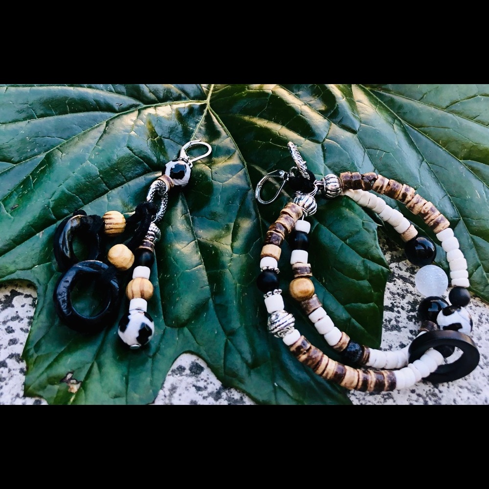 Mix match natural gemstone beaded earrings